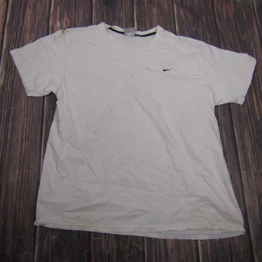 Nike Shirt Mens 2XL White Swoosh Logo Cotton Crew Neck Athletic Casual Tee